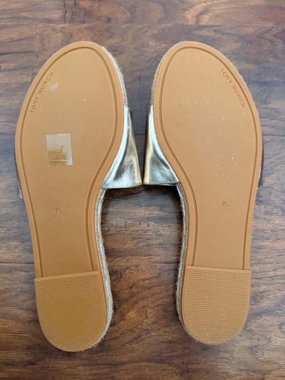Tory Burch Metallic Gold Espadrille Slide Sandals - Picture 5 of 5